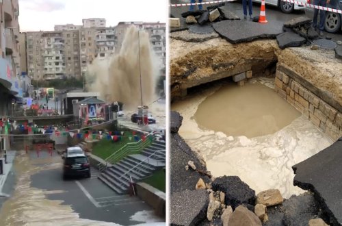 Yeni Yasamalda su xəttində partlayışdan sonra geridə qalan mənzərə - VİDEO