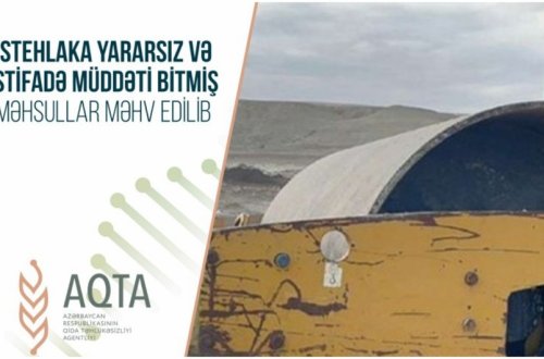 İstehlaka yararsız və istifadə müddəti bitmiş məhsullar məhv edilib