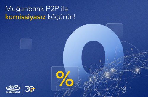 Muğanbank P2P ilə komissiyasız köçürmələr!