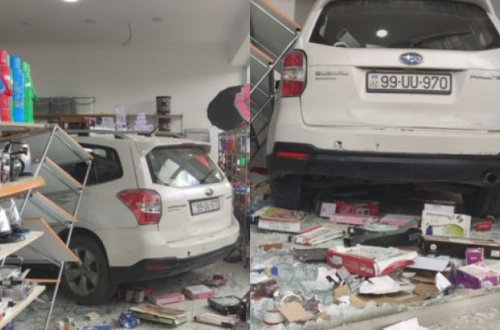 Xaçmazda qadın sürücü avtomobili mağazaya çırpdı - FOTO
