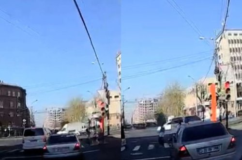 Rusiya ordusuna məxsus avtomobilin sürücüsü İrəvan küçələrində qaydalara meydan oxudu - VİDEO