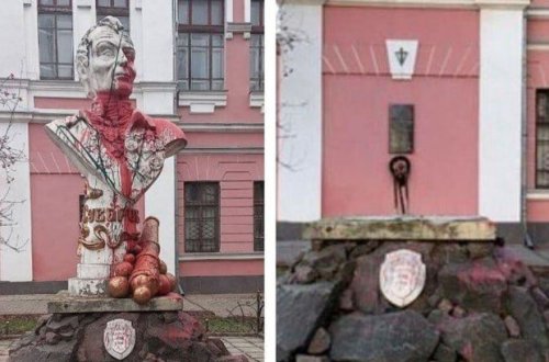 Ukraynada Suvorovun başıbəlalı heykəlini yığışdırıblar