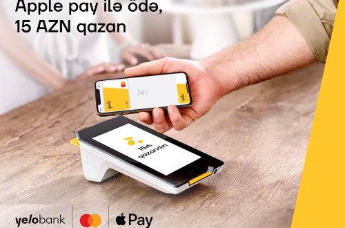 Yelo Mastercard kartınla Apple Pay ödənişi et, 15 AZN qazan!