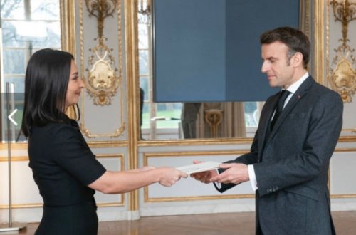 Leyla Abdullayeva etimadnaməsini Fransa prezidentinə təqdim edib - FOTO
