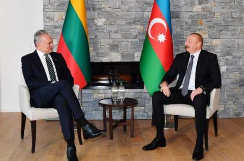 Azərbaycan və Litva prezidentləri Davosda görüşüblər - YENİLƏNİB + FOTO