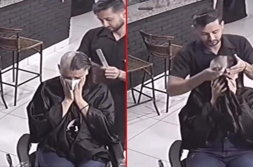 Xərçəng olan qadın ağlayaraq saçlarını qırxdırdı – Bərbərin bu hərəkəti hər kəsi kövrəltdi - VİDEO