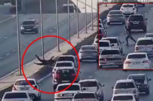 Bakıda qəfil yola çıxan piyadanın dəhşətli ölümü - Video