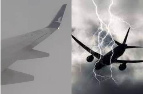 Antalyada təyyarənin qanadına ildırım düşdü: Sərnişinlər lentə aldılar - VİDEO