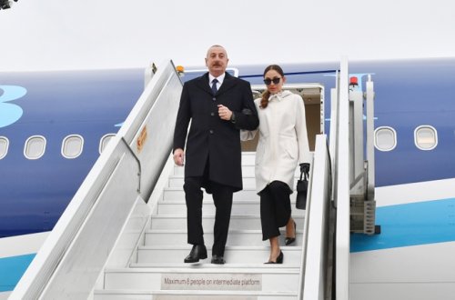 Prezident və birinci xanım Macarıstana rəsmi səfərə getdi (FOTOLAR)