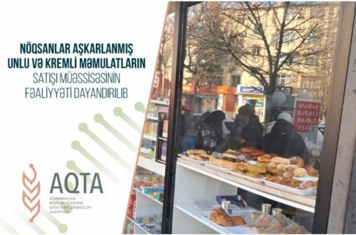 Nöqsanlar aşkarlanan un məmulatları mağazasının fəaliyyəti dayandırılıb