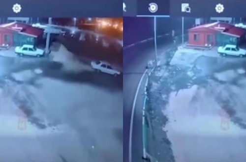 Türkiyədə baş verən zəlzələnin ən dəhşətli görüntülərindən biri - VİDEO