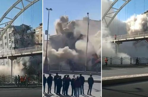 Diyarbəkirdə 9 mərtəbəli bina söküntü zamanı uçub