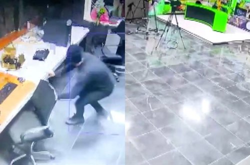 Zəlzələnin Şanlıurfa şəhərinin yerli televiziya kanalında törətdiyi dağıntılar - ANBAAN VİDEO