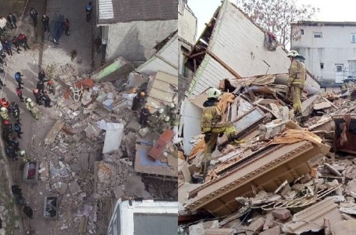 İstanbulda üçmərtəbəli bina çökdü - VİDEO