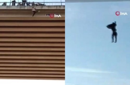 Türkiyədə intihar məqsədi ilə körpüyə çıxan kişi özünü atdı, amma... - ANBAAN VİDEO