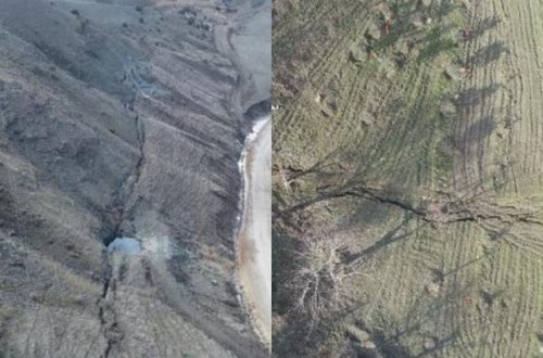 Adıyamanda qırılma xətti havadan görüntüləndi - VİDEO