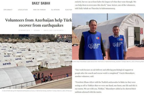 Nüfuzlu “Daily Sabah” nəşri Azərbaycan könüllülərinin Türkiyədəki fəaliyyətindən yazdı
