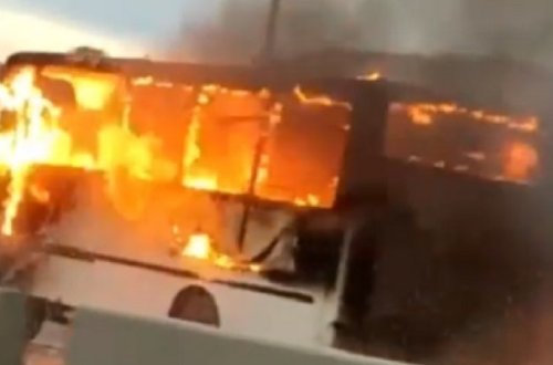 Xocəsən-Sədərək yolunda avtobus yandı - ANBAAN VİDEO