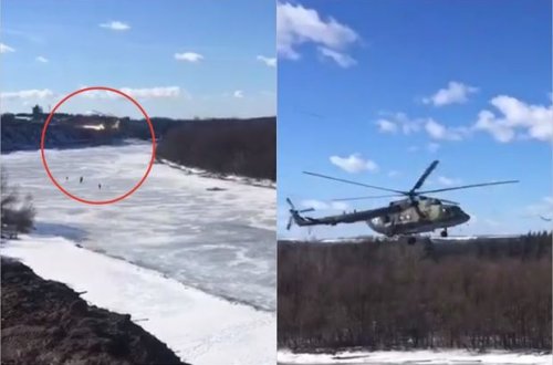 Rusiyada helikopterin pərləri elektrik naqillərinə ilişdi - VİDEO