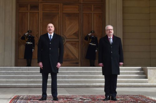 Latviya prezidentinin rəsmi qarşılanma mərasimi olub - FOTO