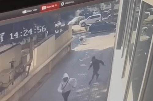 Sirkin yaxınlığında tələbənin vurulma anı - Video