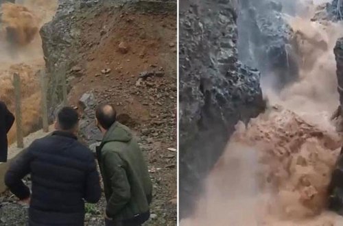 Şiddətli yağışın ardından şəlalə daşdı - ANBAAN VİDEO