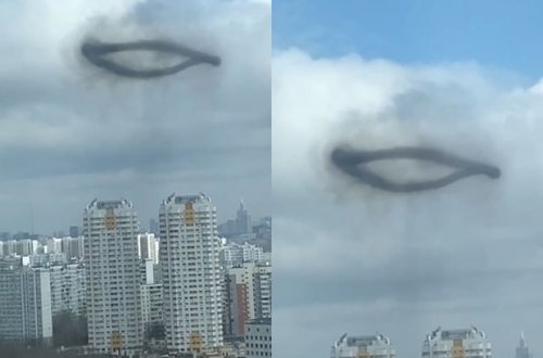 Moskva səmasında naməlum qara halqa peyda oldu - FOTO/VİDEO