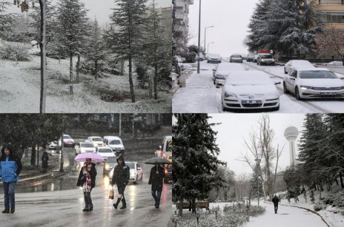 Ankaraya yaz günü qar yağır - VİDEO