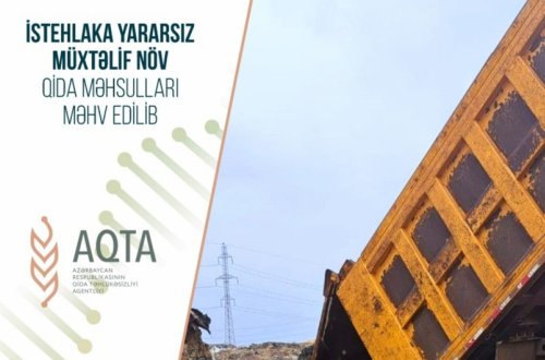 İstehlaka yararsız müxtəlif növ qida məhsulları məhv edilib