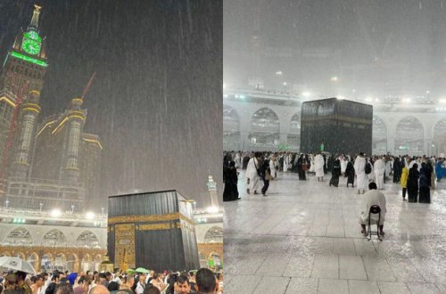 Məkkəyə yağan güclü yağış ziyarətçilərə çətin anlar yaşatdı - VİDEO