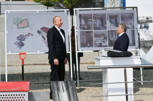 Şuşanın Qarabağ küçəsində inşa olunacaq qeyri-yaşayış binasının təməli qoyulub - FOTO