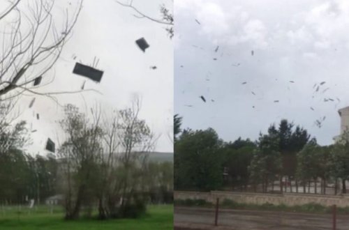 Türkiyədə dəhşətli fırtına evlərin dam örtüklərini havaya uçurdu – VİDEO