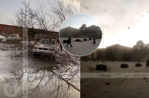 Gəncədə qeyri-sabit hava sakinlərə “qiyamət günü” yaşatdı - VİDEO