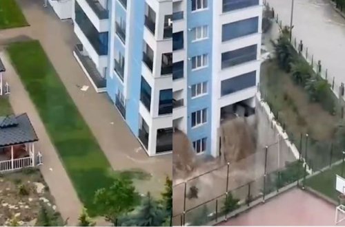 Ankarada sel yaşayış binasının üçüncü mərtəbəsinə qədər qalxdı - VİDEO