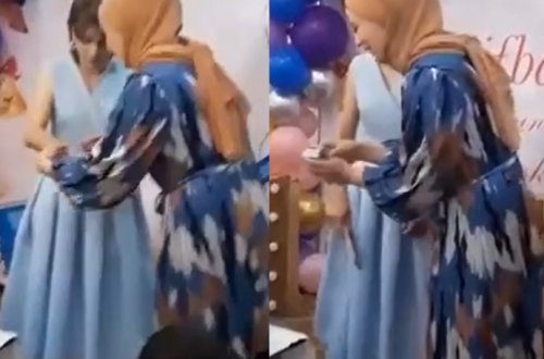 Xırdalanda daha bir məktəbdə müəllimə qızıl zinət əşyası hədiyyə etdilər – VİDEO