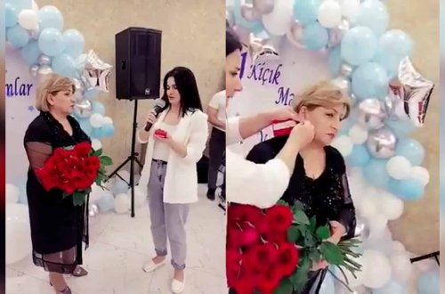 Qızıl hədiyyə olunan müəllim tanınmış şəxsin anasıdır