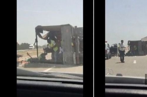 Hacıqabulda pomidorla dolu yük avtomobili aşıb