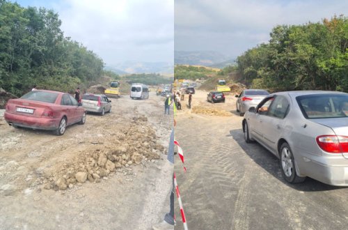 Sürüşmə səbəbindən bağlanan Bakı-Şamaxı-Qəbələ yolu açıldı - YENİLƏNİB + FOTO/VİDEO