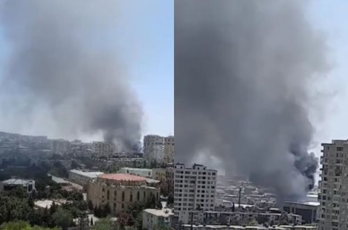 Bakını qatı tüstüyə bürüyən yanğın söndürüldü - YENİLƏNİB + VİDEO