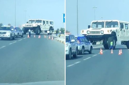 Dubay şeyxinin maşını tıxacda qaldı - Köməyə polis gəldi