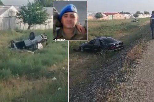 Bu gün səhər qəzada ölən hərbçinin görüntüsü - VİDEO