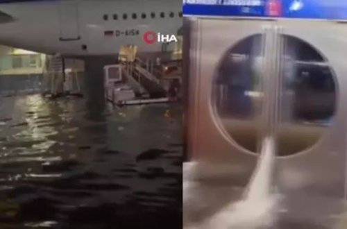 Frankfurt hava limanını su basıb