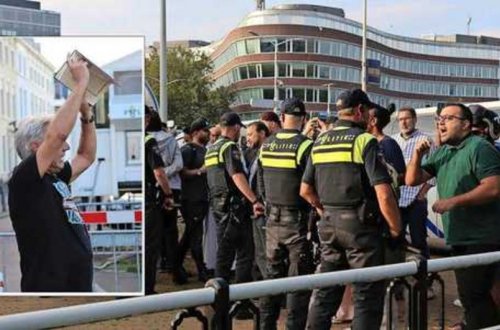 Türkiyənin Haaqadakı səfirliyinin qarşısında “Quran”ın vərəqləri qoparılıb