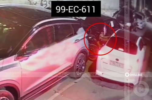 KIA-nın sürücüsü dəbilqə oğurladı - ANBAAN VİDEO