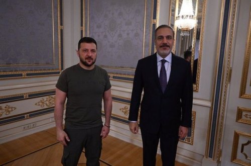 Hakan Fidan Ukraynada Volodimir Zelenski ilə görüşüb - FOTO