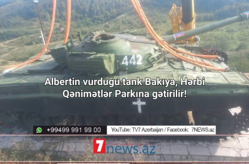 Şuşanın girişinə qoyulan tank götürüldü (FOTO)