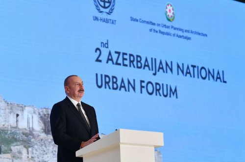 İlham Əliyev Milli Şəhərsalma Forumunda Vətən müharibəsinin başlanması səbəblərindən danışıb