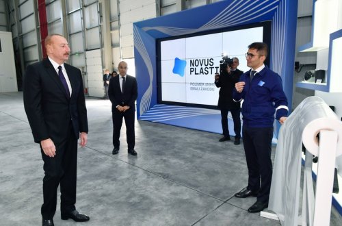 Prezident Sumqayıtda “Novus Plastica” MMC-nin Polimer qatqıları istehsalı müəssisəsinin açılışını edib