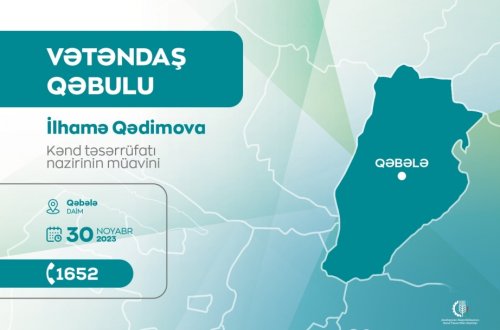 Kənd təsərrüfatı nazirinin müavini İlhamə Qədimova Qəbələdə vətəndaşları qəbul edəcək