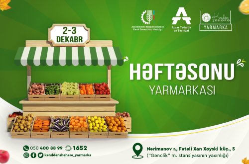 “Kənddən Şəhərə” həftəsonu yarmarkası təşkil olunacaq
